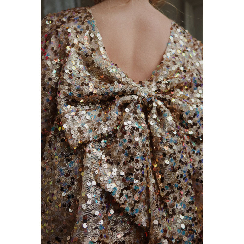 LILA SEQUINS BOW dress