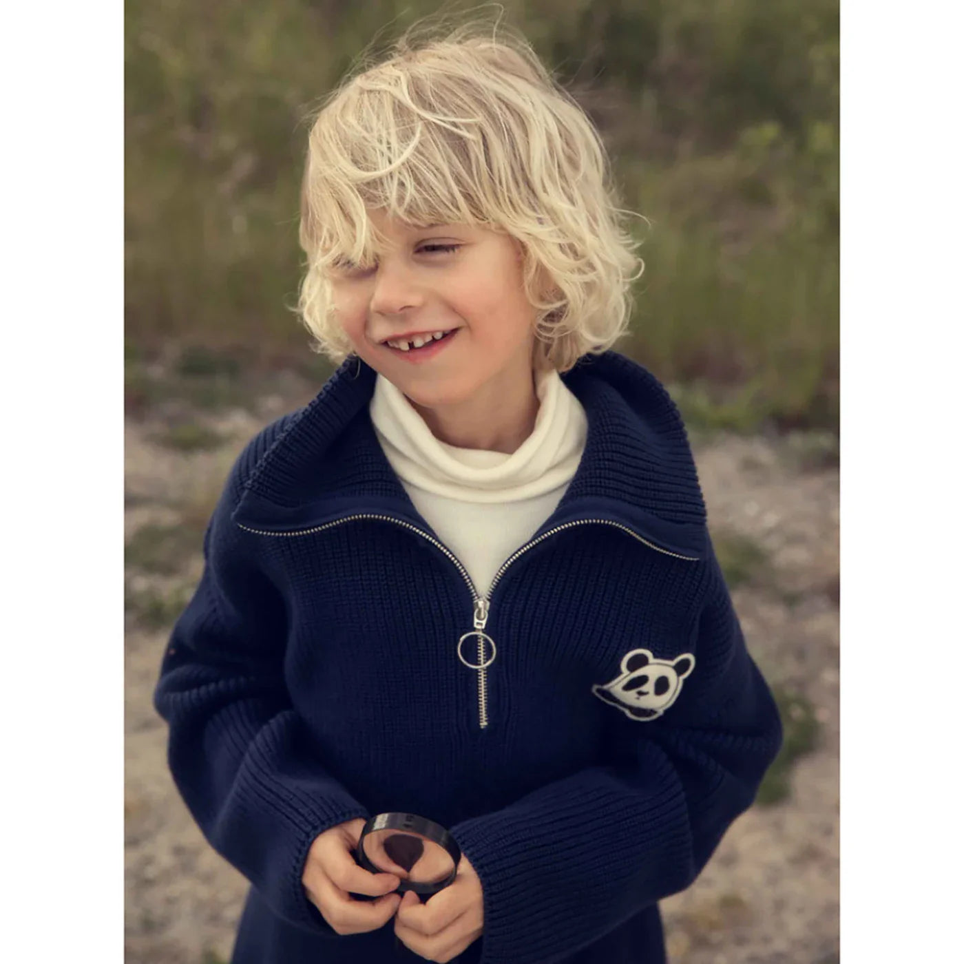 Panda patch zip jacket